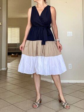 Tommy Hilfiger Color Block Faux Wrap Dress Size 12 | Like New